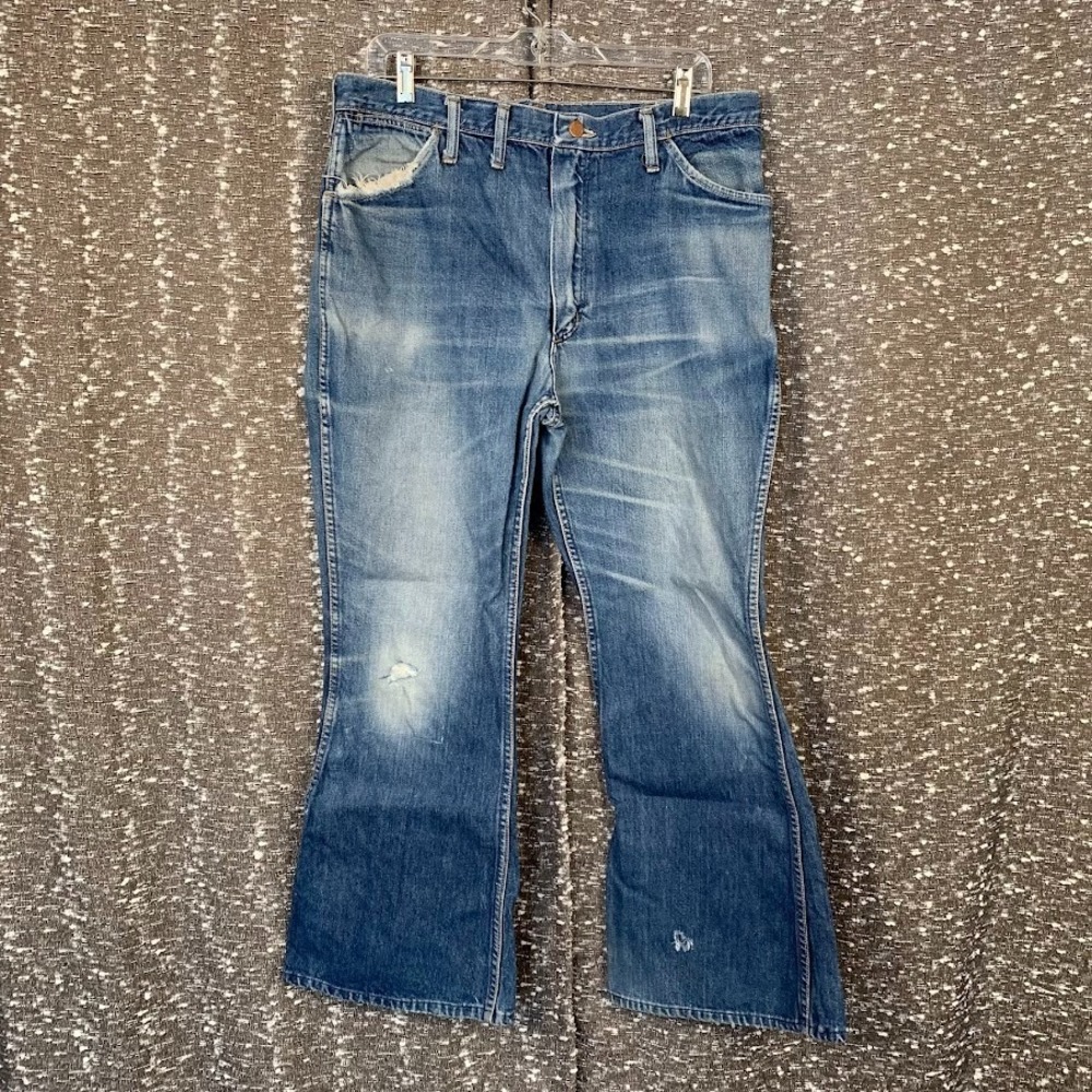 Wrangler Blue Distressed Flared Jeans